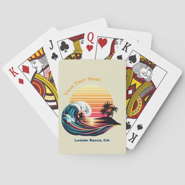 Baraja De Cartas Practicando surf al atardecer (Reverso)