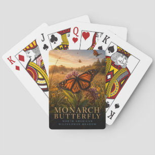 Baraja De Cartas Pradera de flores silvestres de la mariposa monarc