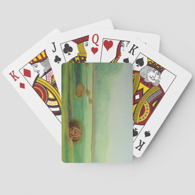 Baraja De Cartas prado de pastoreo de paisaje acuarela (Reverso)