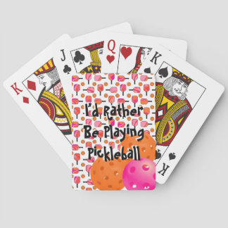 Baraja De Cartas Prefiero Jugar A Pickleball Naranja Rosa Swirl
