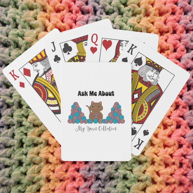 Baraja De Cartas Pregúntame sobre mi colección de yarn (Cute playing cards that have a cat with yarn and says "Ask Me About My Yarn Collection")
