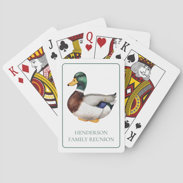 Baraja De Cartas Preppy Mallard Duck Personalizado (Reverso)