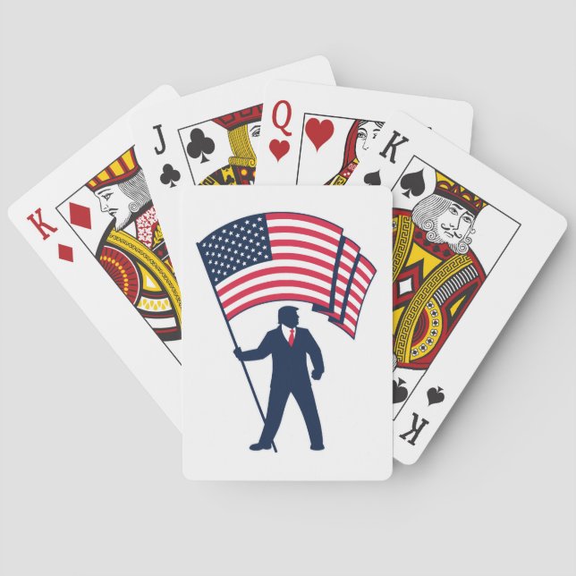 Baraja De Cartas Presidente Trump con la bandera de Estados Unidos (Reverso)