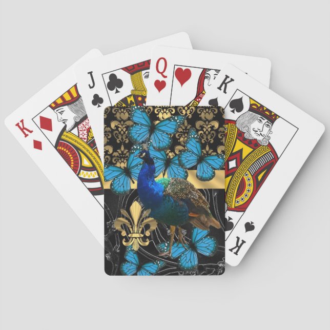 Baraja De Cartas Pretty feminine peacock design (Reverso)