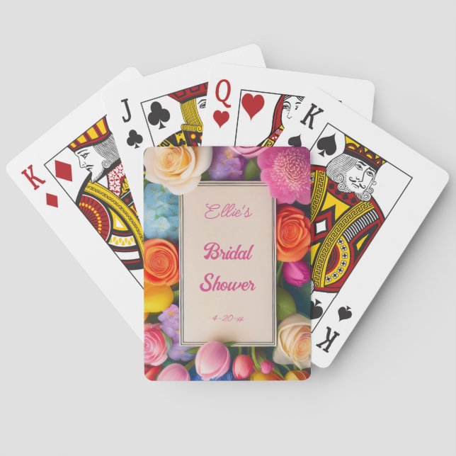 Baraja De Cartas Pretty Floral Framed Roses Tulips Hydrangea Event  (Reverso)
