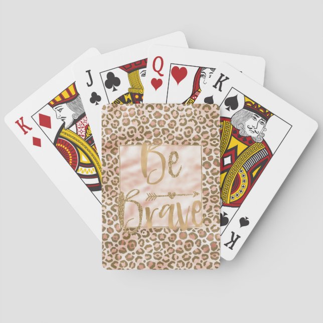 Baraja De Cartas Pretty Peach Brown Leopard Print Be Brave (Reverso)