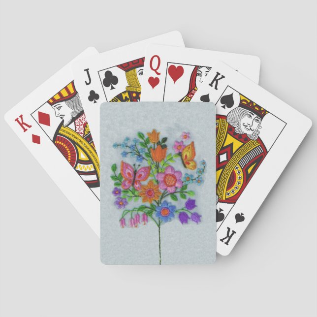 Baraja De Cartas Primavera Bouquet Flores Mariposas (Reverso)