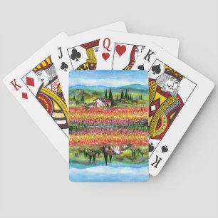 Baraja De Cartas PRIMAVERA EN PAISAJE DE TOSCANA Campos de flores