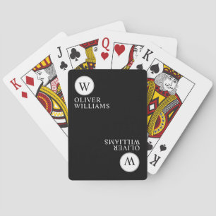 Baraja De Cartas Primer (editable W) Monograma circular negro