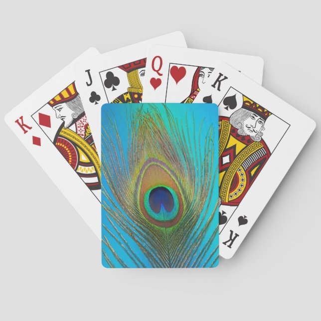 Baraja De Cartas Primer plano de pluma de pavo real (Reverso)