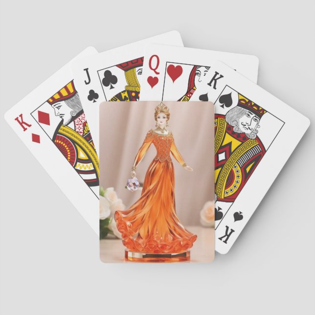 Baraja De Cartas Princesa de cristal con vestido naranja (Reverso)