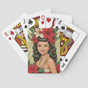 Baraja De Cartas Princesa de Navidades tropicales retro de los años