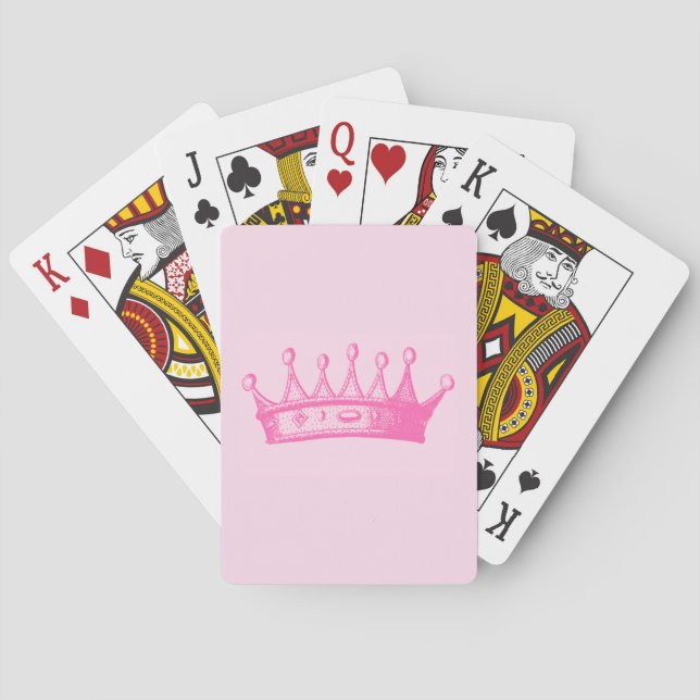 Baraja De Cartas Princesa magenta Crown en fondo rosado (Reverso)