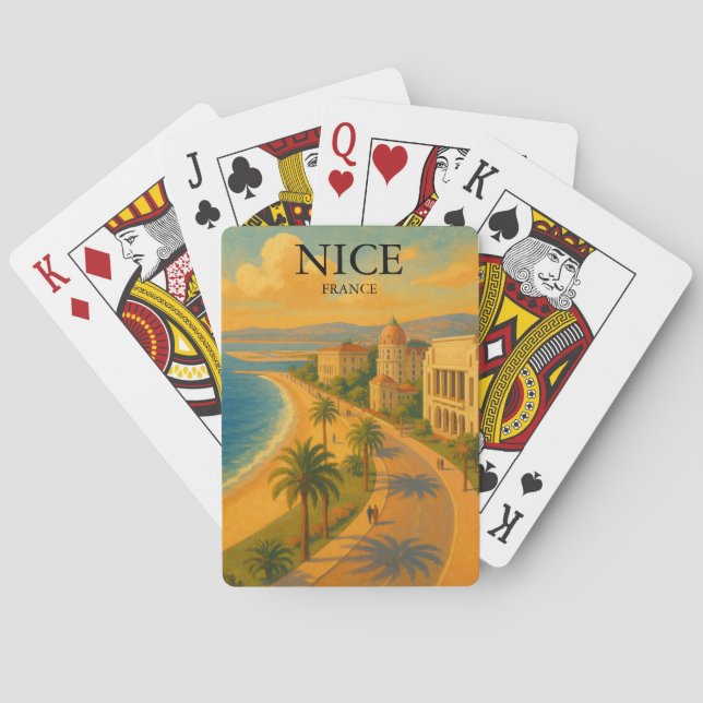 Baraja De Cartas Promenade Retro Niza Francia Riviera Francesa (Reverso)