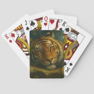 Baraja De Cartas Protesta de tigres acuarelas en bosque nocturno