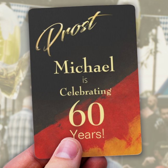Baraja De Cartas Protesta Oro Rojo Negro 60 cumpleaños (Prost (Cheers) to 60 Years Happy Birthday Personalized Playing Cards Modern Black Red Gold Design.)