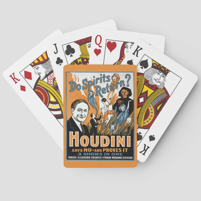 Baraja De Cartas Publicidad vintage de Harry Houdini (Reverso)