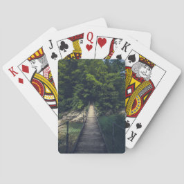 Baraja De Cartas Puente colgante simple río Idrijca, Eslovenia