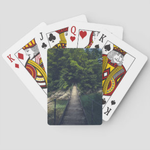 Baraja De Cartas Puente colgante simple río Idrijca, Eslovenia
