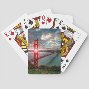 Baraja De Cartas Puente Golden Gate con Sun que brilla a través