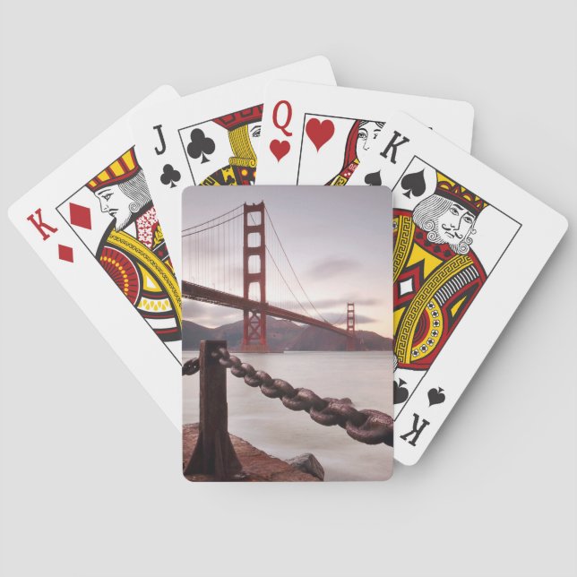 Baraja De Cartas Puente Golden Gate contra las montañas (Reverso)