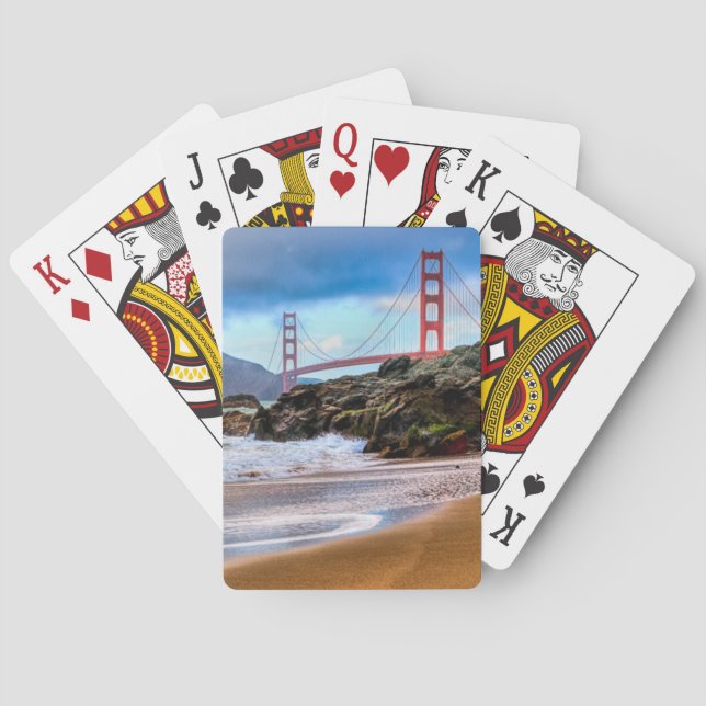 Baraja De Cartas Puente Golden Gate en la puesta del sol (Reverso)