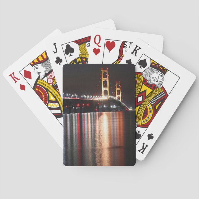 Baraja De Cartas Puente Mackinac de noche (Reverso)