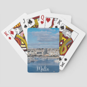 Baraja De Cartas Puerto de Sliema con edificios modernos y barcos