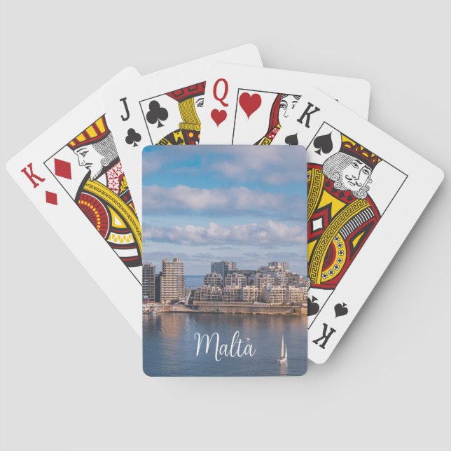 Baraja De Cartas Puerto de Sliema y rascacielos de Malta (Reverso)