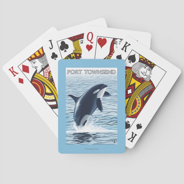 Baraja De Cartas Puerto Townsend, salto de WashingtonOrca (Reverso)