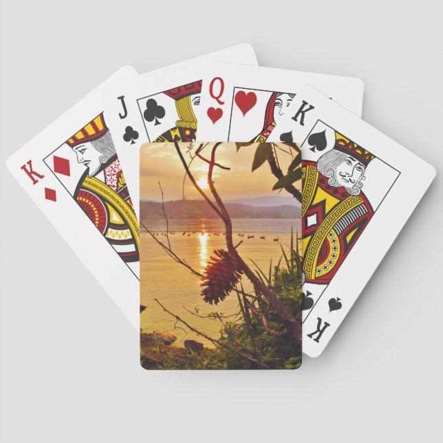 Baraja De Cartas Puesta de sol en el lago Pinecone (Reverso)