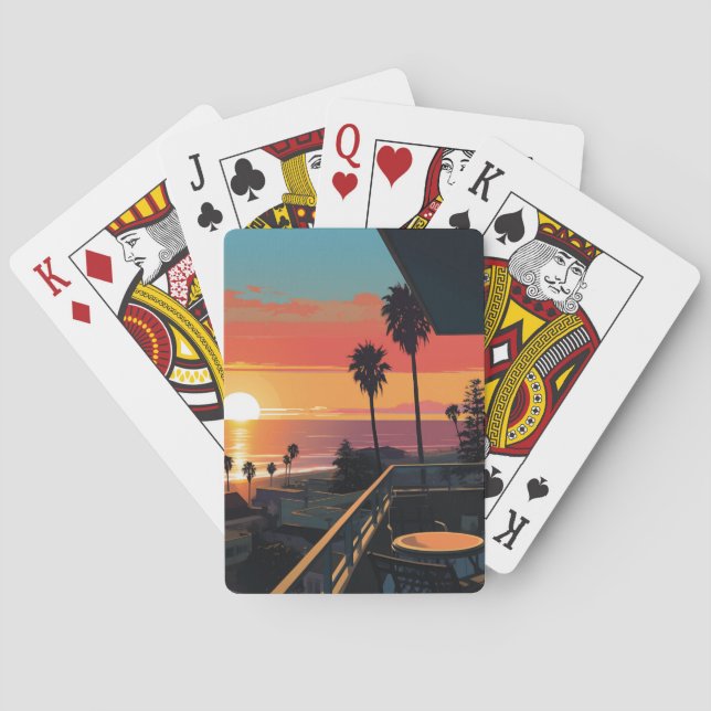 BARAJA DE CARTAS PUESTA DE SOL EN SANTA MONICA #1 (Reverso)