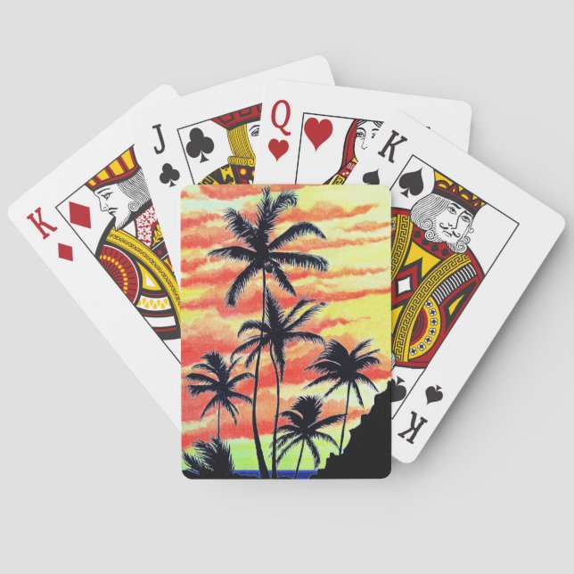 Baraja De Cartas Puesta de sol hawaiana Coco Palms  (Reverso)
