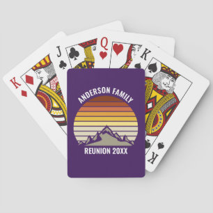 Baraja De Cartas Puesta de sol retro personalizada de montaña morad