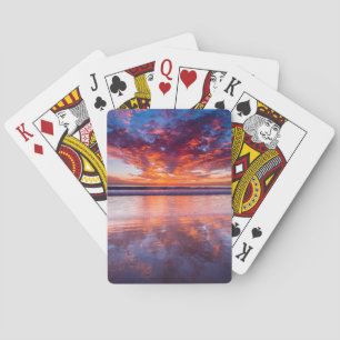 Baraja De Cartas Puesta de sol roja sobre el mar, California