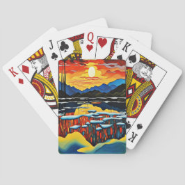 Baraja De Cartas Puesta de sol sobre lago helado 2