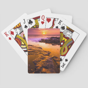 Baraja De Cartas Puesta de sol sobre pozas de marea, Hawái