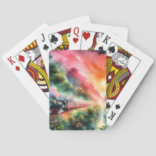 Baraja De Cartas Puesta de sol tropical al agua viaje en tren