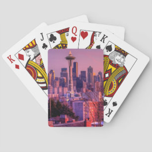 Baraja De Cartas Puesta del sol detrás del horizonte de Seattle del