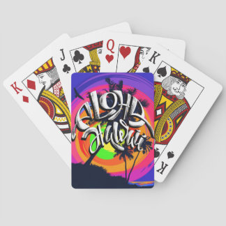 Baraja De Cartas Puesta del sol tropical de la playa de la palmera