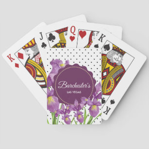 Baraja De Cartas Puestos de polka blanco color arena morado iris ne