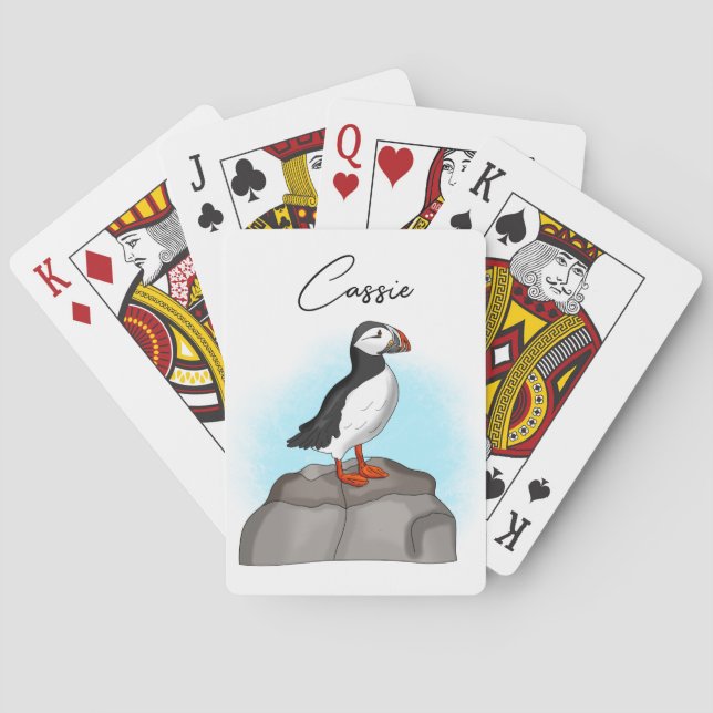 Baraja De Cartas Puffin personalizado dibujado a mano (Reverso)