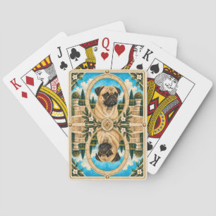 Baraja De Cartas Pug, Arte de Perro Acuarela Vintage