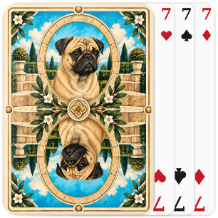 Baraja De Cartas Pug, Arte de Perro Acuarela Vintage