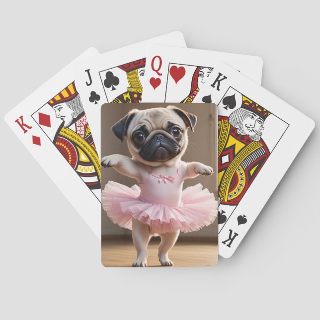 Baraja De Cartas Pug Ballerina (Reverso)