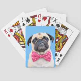 Baraja De Cartas Pug con lazo rosa