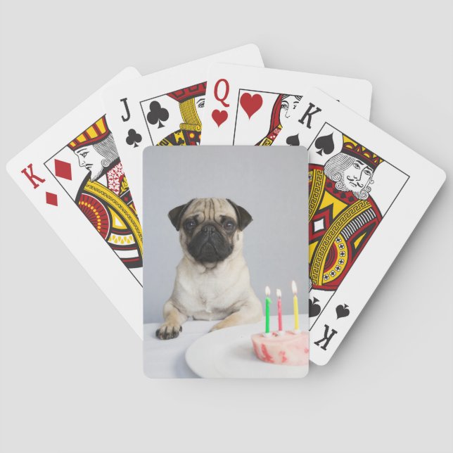 Baraja De Cartas Pug de cumpleaños (Reverso)