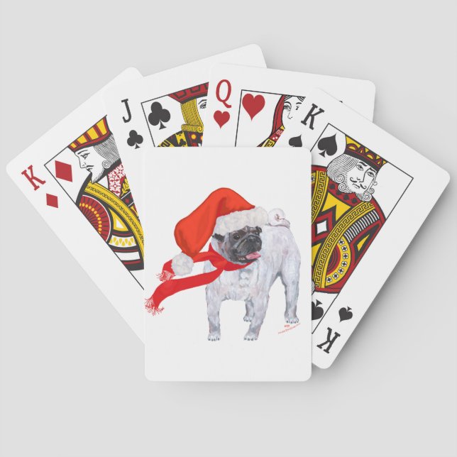 Baraja De Cartas Pug de Navidad (Reverso)
