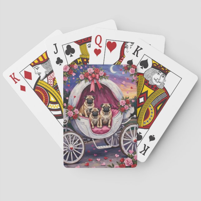 Baraja De Cartas Pug Dog Valentine's Day (Reverso)