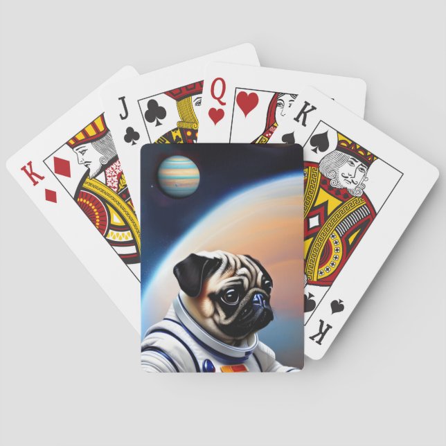 Baraja De Cartas Pug espacial (Reverso)